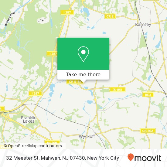 Mapa de 32 Meester St, Mahwah, NJ 07430