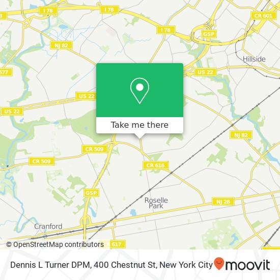 Mapa de Dennis L Turner DPM, 400 Chestnut St