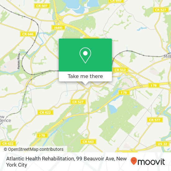 Atlantic Health Rehabilitation, 99 Beauvoir Ave map