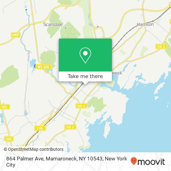 Mapa de 864 Palmer Ave, Mamaroneck, NY 10543