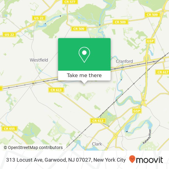 Mapa de 313 Locust Ave, Garwood, NJ 07027