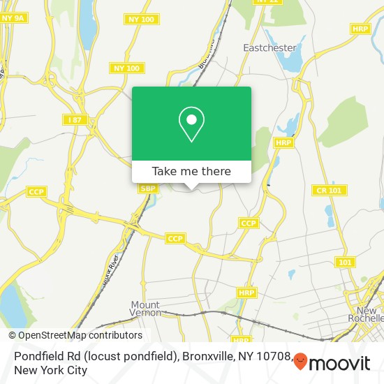 Mapa de Pondfield Rd (locust pondfield), Bronxville, NY 10708