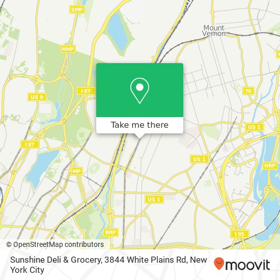Mapa de Sunshine Deli & Grocery, 3844 White Plains Rd