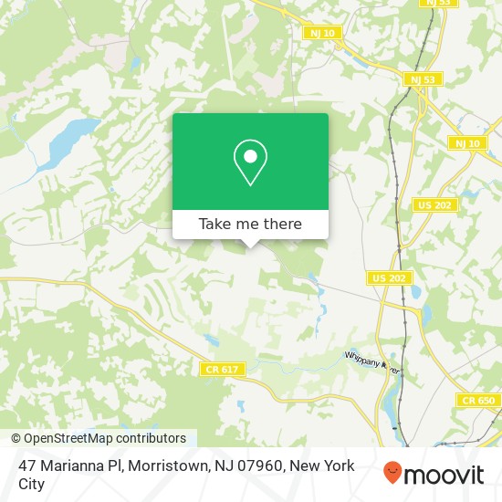 Mapa de 47 Marianna Pl, Morristown, NJ 07960