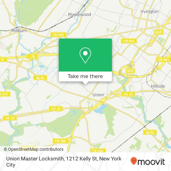 Mapa de Union Master Locksmith, 1212 Kelly St