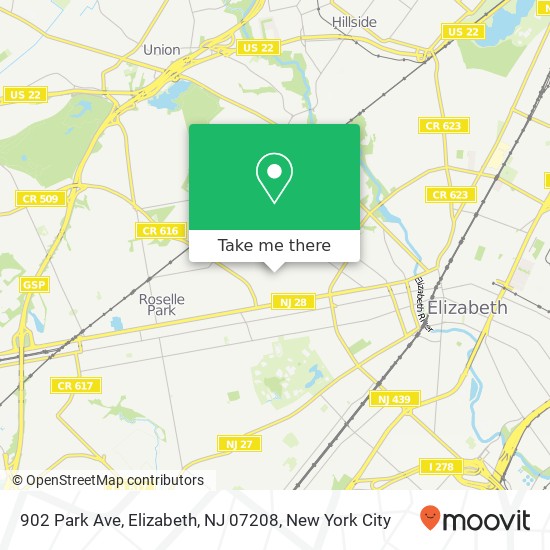 Mapa de 902 Park Ave, Elizabeth, NJ 07208