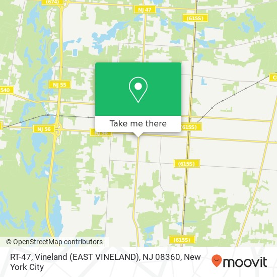 Mapa de RT-47, Vineland (EAST VINELAND), NJ 08360