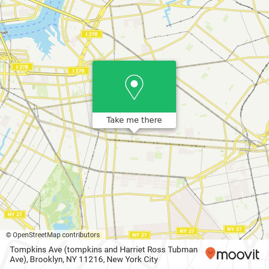 Mapa de Tompkins Ave (tompkins and Harriet Ross Tubman Ave), Brooklyn, NY 11216