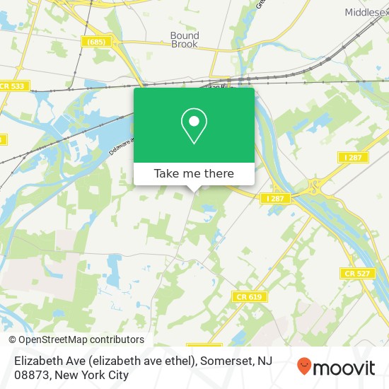 Mapa de Elizabeth Ave (elizabeth ave ethel), Somerset, NJ 08873
