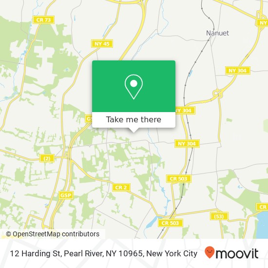 Mapa de 12 Harding St, Pearl River, NY 10965