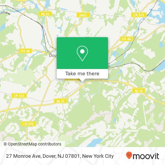 Mapa de 27 Monroe Ave, Dover, NJ 07801