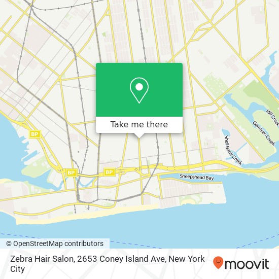 Mapa de Zebra Hair Salon, 2653 Coney Island Ave