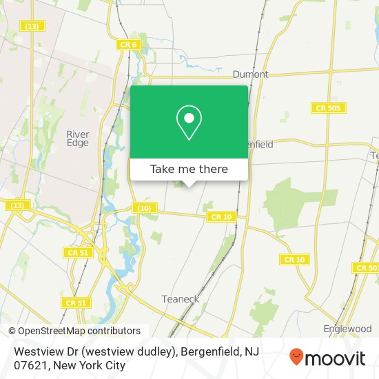 Mapa de Westview Dr (westview dudley), Bergenfield, NJ 07621