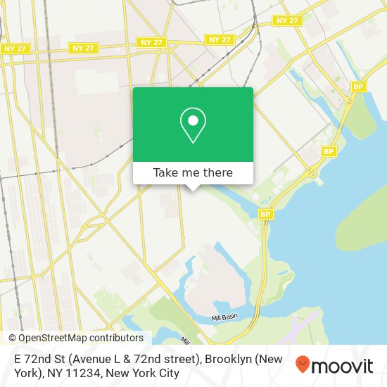 Mapa de E 72nd St (Avenue L & 72nd street), Brooklyn (New York), NY 11234