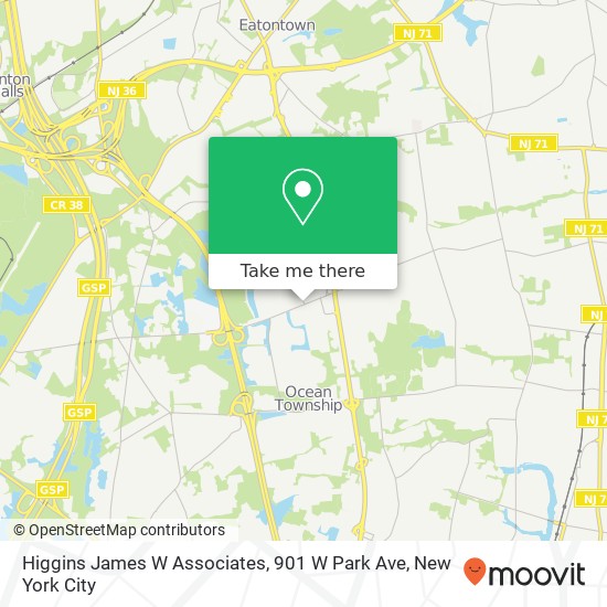 Mapa de Higgins James W Associates, 901 W Park Ave