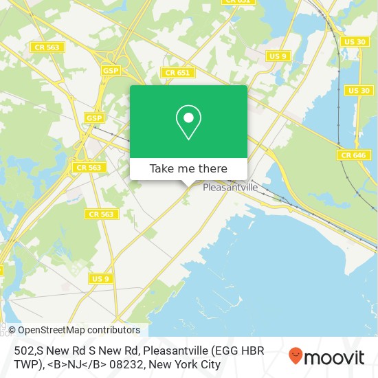 Mapa de 502,S New Rd S New Rd, Pleasantville (EGG HBR TWP), <B>NJ< / B> 08232