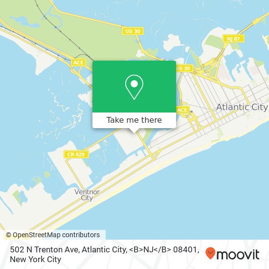 Mapa de 502 N Trenton Ave, Atlantic City, <B>NJ< / B> 08401