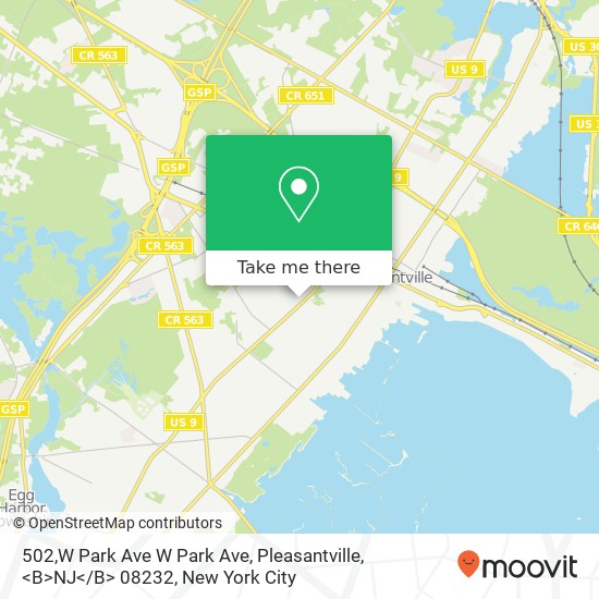 502,W Park Ave W Park Ave, Pleasantville, <B>NJ< / B> 08232 map