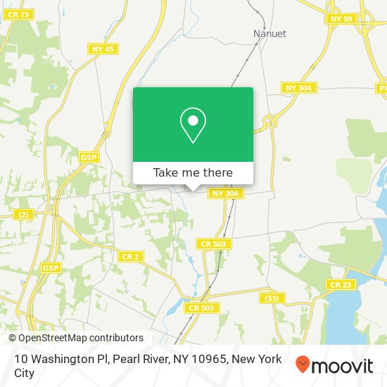 Mapa de 10 Washington Pl, Pearl River, NY 10965