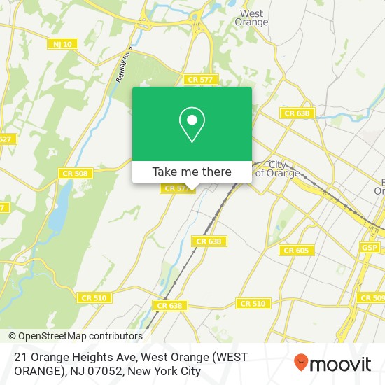 Mapa de 21 Orange Heights Ave, West Orange (WEST ORANGE), NJ 07052