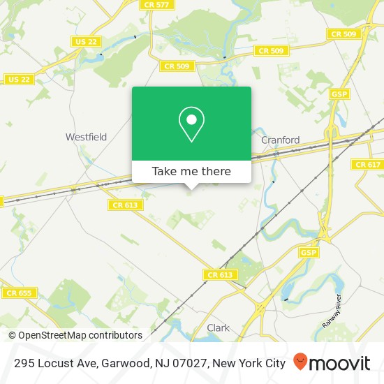 Mapa de 295 Locust Ave, Garwood, NJ 07027