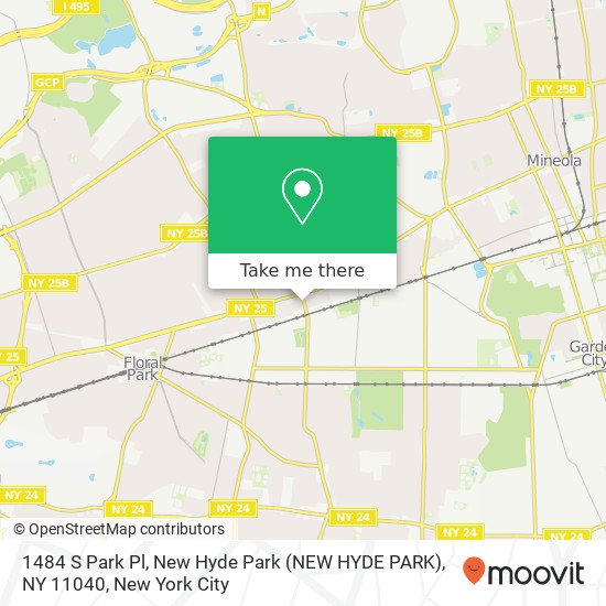 Mapa de 1484 S Park Pl, New Hyde Park (NEW HYDE PARK), NY 11040