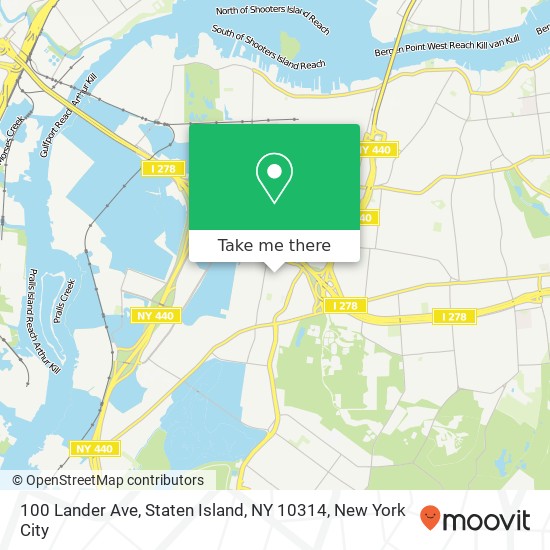Mapa de 100 Lander Ave, Staten Island, NY 10314