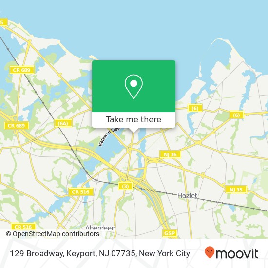 Mapa de 129 Broadway, Keyport, NJ 07735