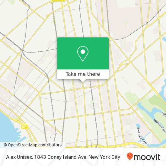 Mapa de Alex Unisex, 1843 Coney Island Ave