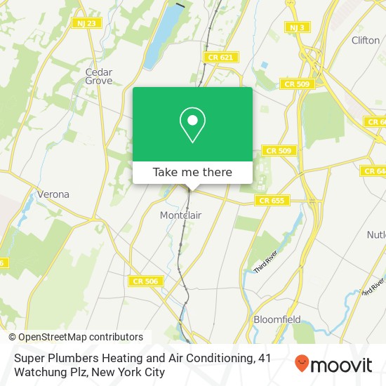 Super Plumbers Heating and Air Conditioning, 41 Watchung Plz map