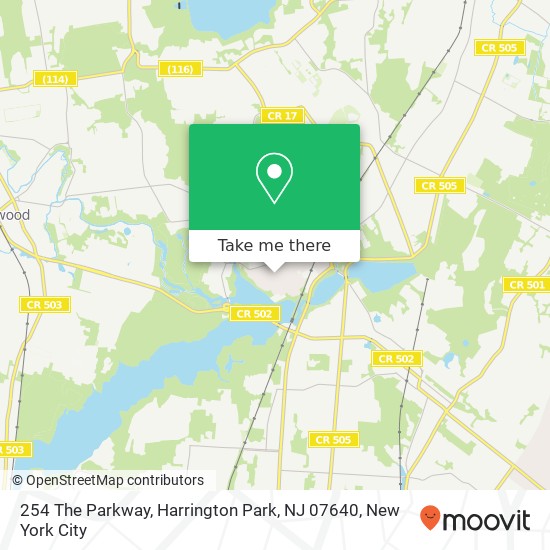 Mapa de 254 The Parkway, Harrington Park, NJ 07640