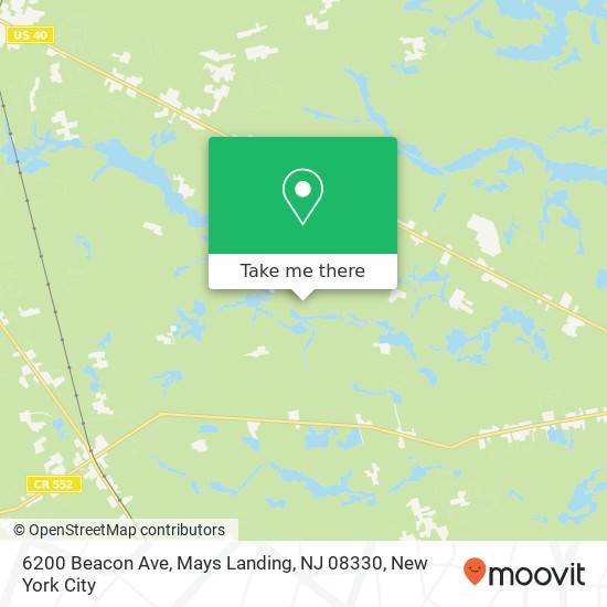 Mapa de 6200 Beacon Ave, Mays Landing, NJ 08330