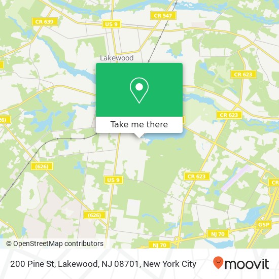 Mapa de 200 Pine St, Lakewood, NJ 08701