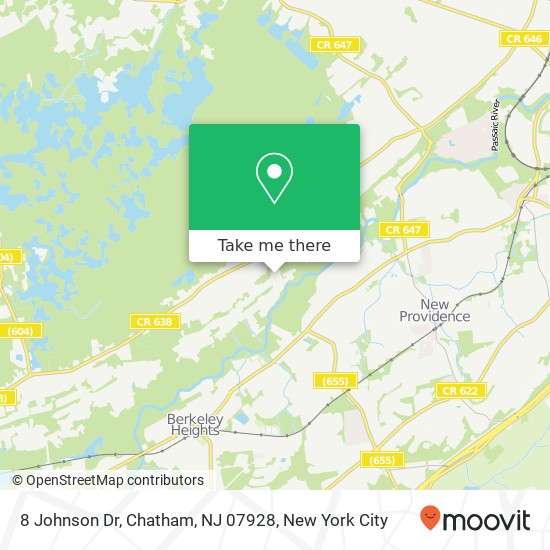 Mapa de 8 Johnson Dr, Chatham, NJ 07928