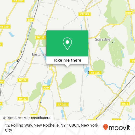Mapa de 12 Rolling Way, New Rochelle, NY 10804