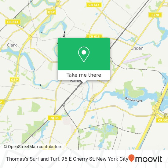 Mapa de Thomas's Surf and Turf, 95 E Cherry St