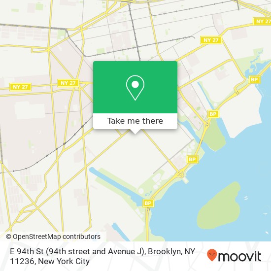 Mapa de E 94th St (94th street and Avenue J), Brooklyn, NY 11236