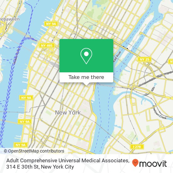 Mapa de Adult Comprehensive Universal Medical Associates, 314 E 30th St