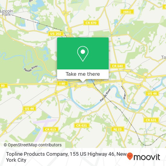 Mapa de Topline Products Company, 155 US Highway 46