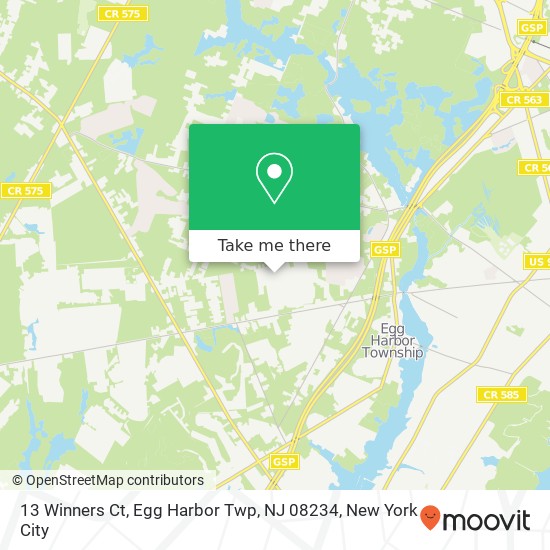 Mapa de 13 Winners Ct, Egg Harbor Twp, NJ 08234