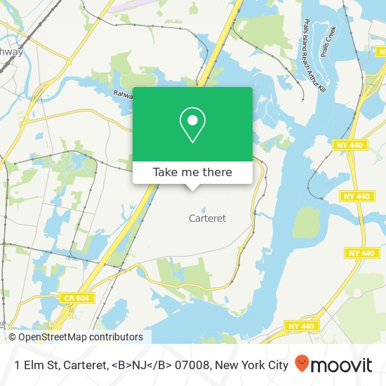 Mapa de 1 Elm St, Carteret, <B>NJ< / B> 07008