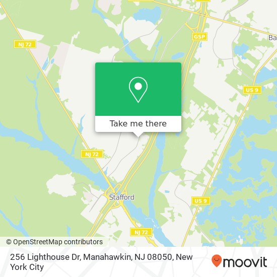 Mapa de 256 Lighthouse Dr, Manahawkin, NJ 08050