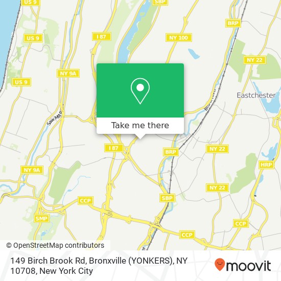 Mapa de 149 Birch Brook Rd, Bronxville (YONKERS), NY 10708