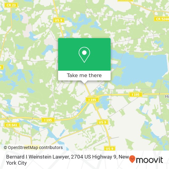 Bernard I Weinstein Lawyer, 2704 US Highway 9 map