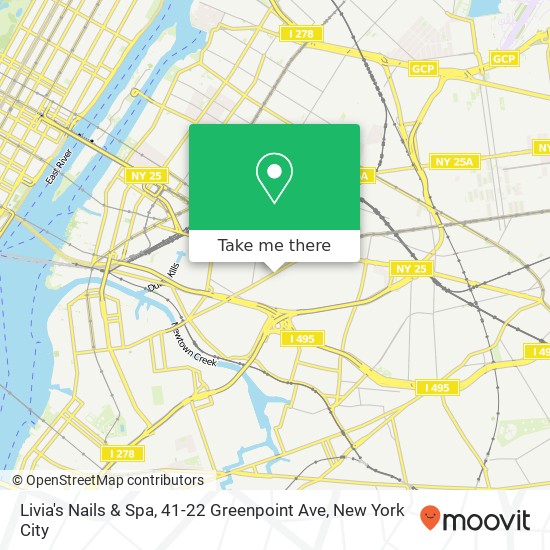 Mapa de Livia's Nails & Spa, 41-22 Greenpoint Ave