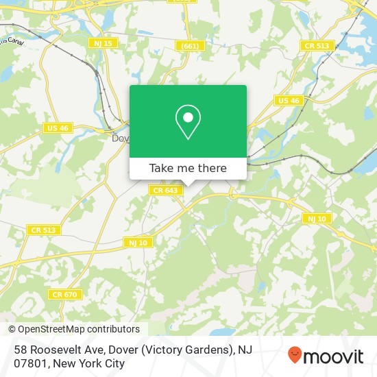 58 Roosevelt Ave, Dover (Victory Gardens), NJ 07801 map