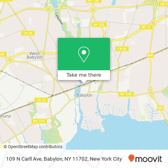 Mapa de 109 N Carll Ave, Babylon, NY 11702