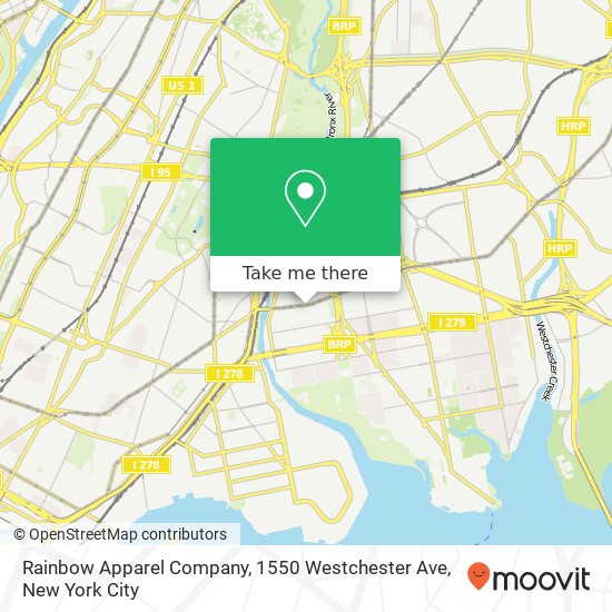 Rainbow Apparel Company, 1550 Westchester Ave map