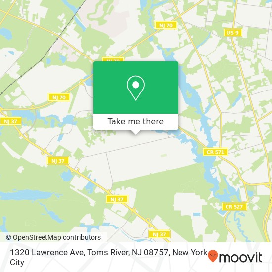 Mapa de 1320 Lawrence Ave, Toms River, NJ 08757
