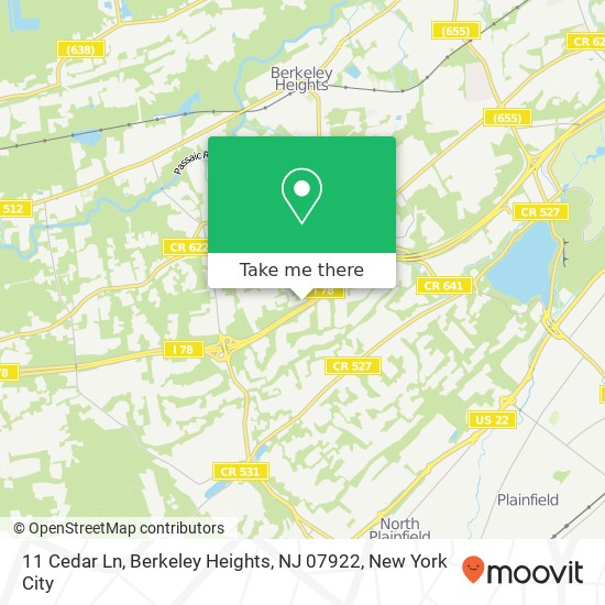 11 Cedar Ln, Berkeley Heights, NJ 07922 map